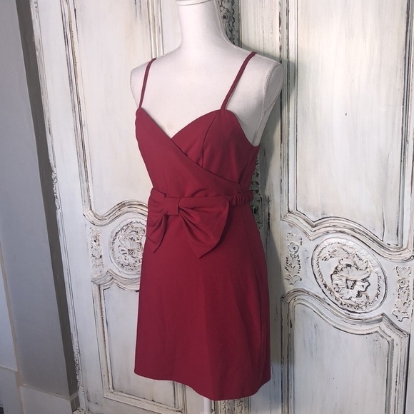 Forever 21 Spaghetti Strap Faux Wrap Waisted Dress with Sheered Bow Belt Size S - Picture 3 of 10